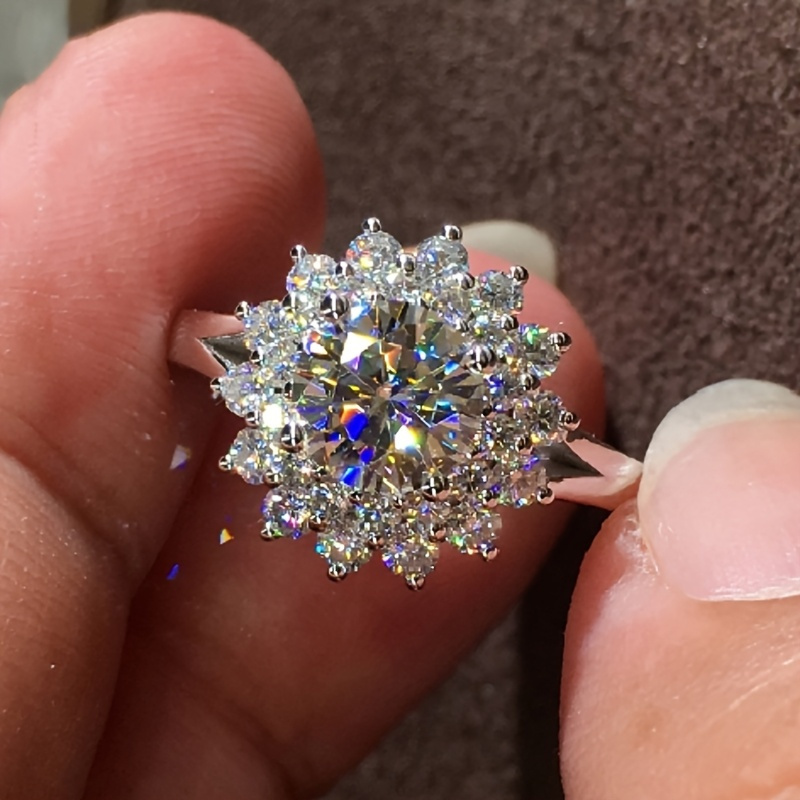 Women's Flower Shape Zirconia Engagement Ring Set - Wedding Bridal